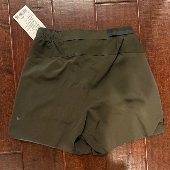 Men's Olive Green Lululemon Surge Shorts - Picture 3 of 4